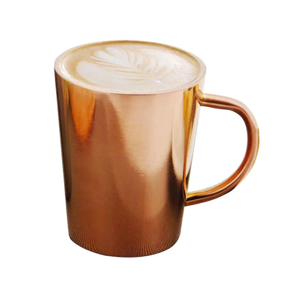 Rose Gold 350 мл медная чашка из нержавеющей стали с двойными слоями 304 высокая термостойкость чашка для молока, чая - Цвет: Rose Gold