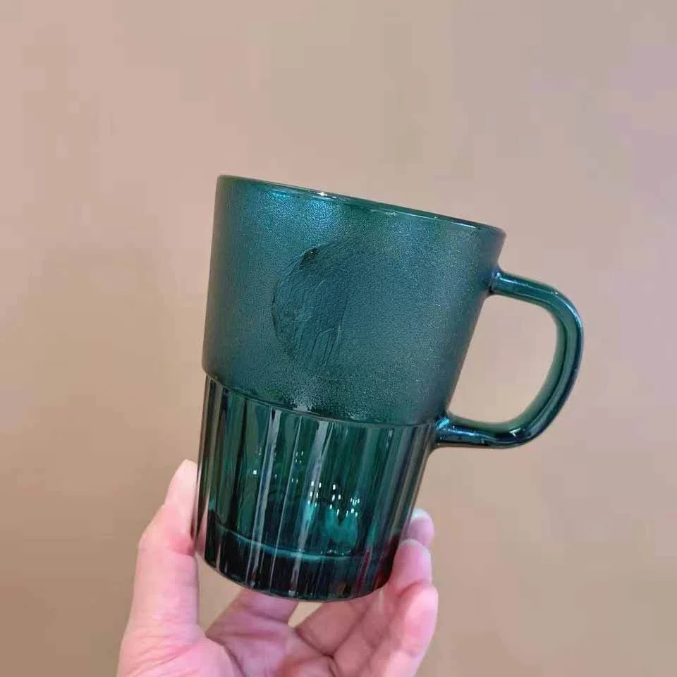 

Creative large-capacity coffee cup with LOGO dark green bronze medal glass cup mermaid goddess water cup with Logo