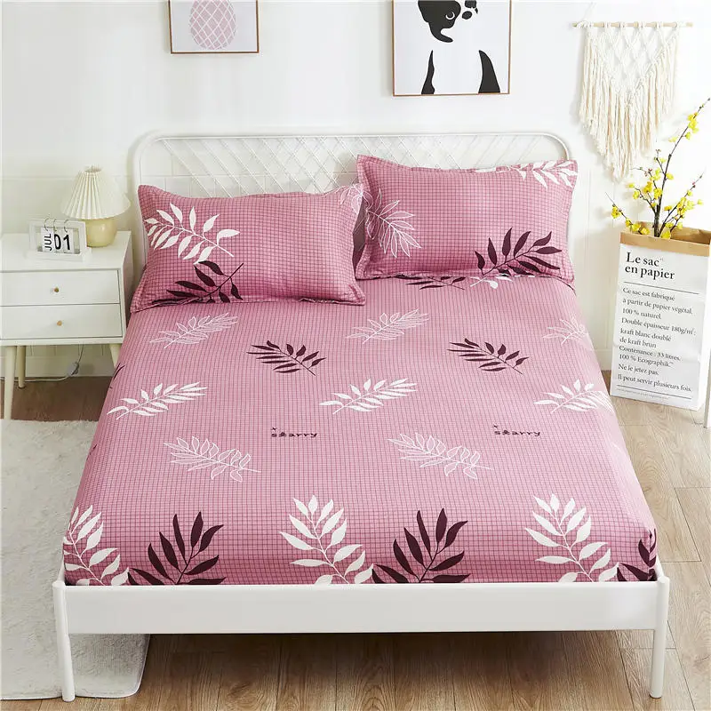 

1pc Printed Cotton Fitted Sheet Mattress Cover Sheets For Bed Four Corners With Elastic Band Bed Sheet(No Pillowcases)Bed Cover