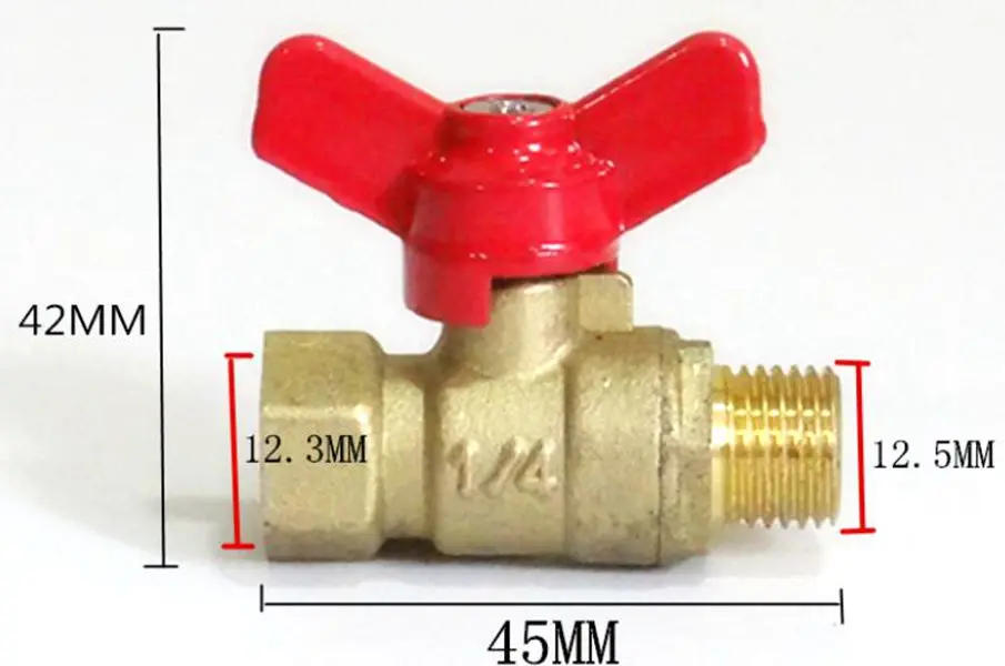 1/4 &quotBSP до 1/4&quot BSP с наружной резьбой латунный шаровой клапан ручкой в форме
