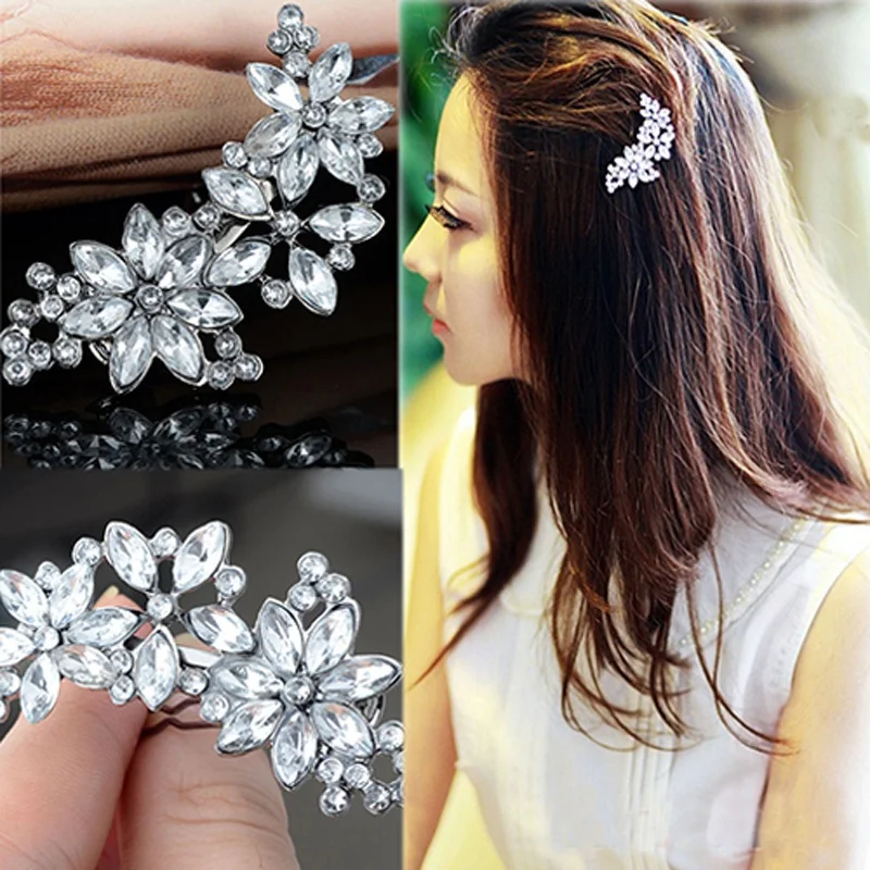 

1 pcs Hot sale Women's Bride's Bridesmaid's Rhinestone Flower Crystal Hair Clip Comb Jewelry