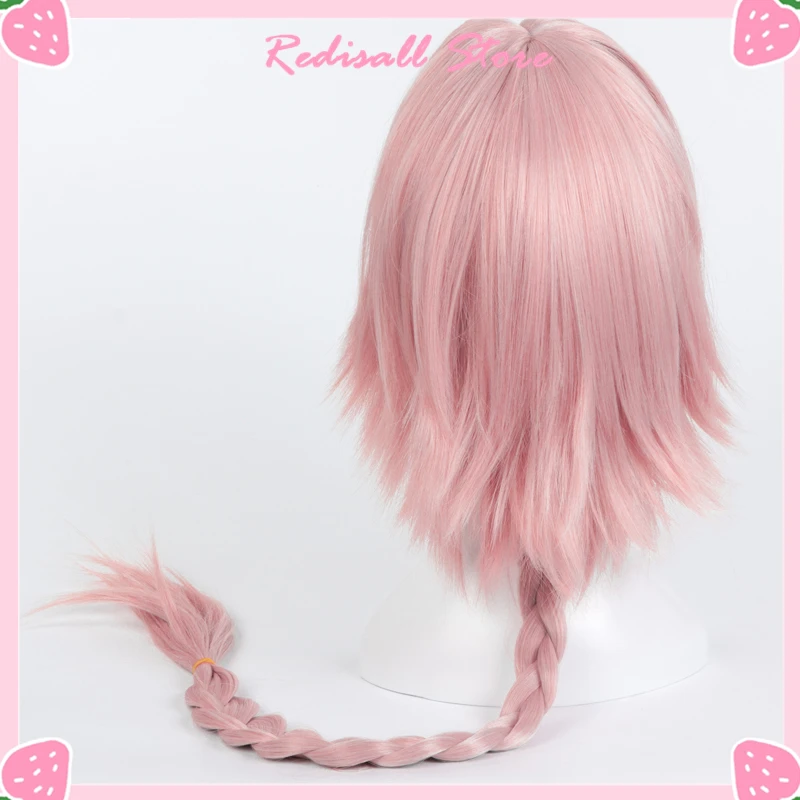 FGO парик аниме Astolfo Fate Grand Order Cosplay Длинные косички розовый белый термостойкий
