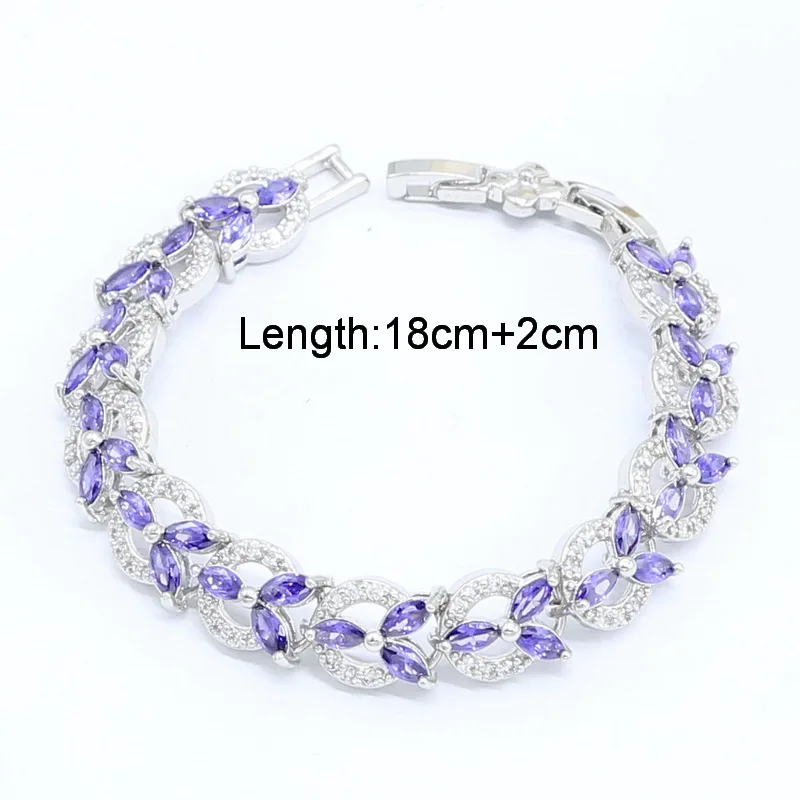 Фиолетовый полудрагоценный серебряный цвет искусственный браслет серьги