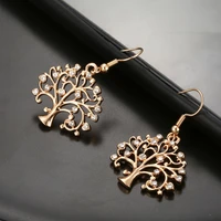 tree of life drop earrings for women gold silver plated korean earring bohemian jewelry gift brincos crystal dangle earring 2020