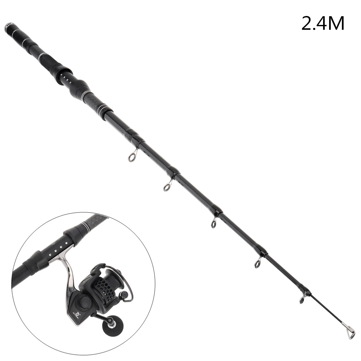 

Black 2.4m Carbon Fiber Telescopic Fishing Rods Fasten Guides Ultra Short 8 Section Portable Fishing Pole