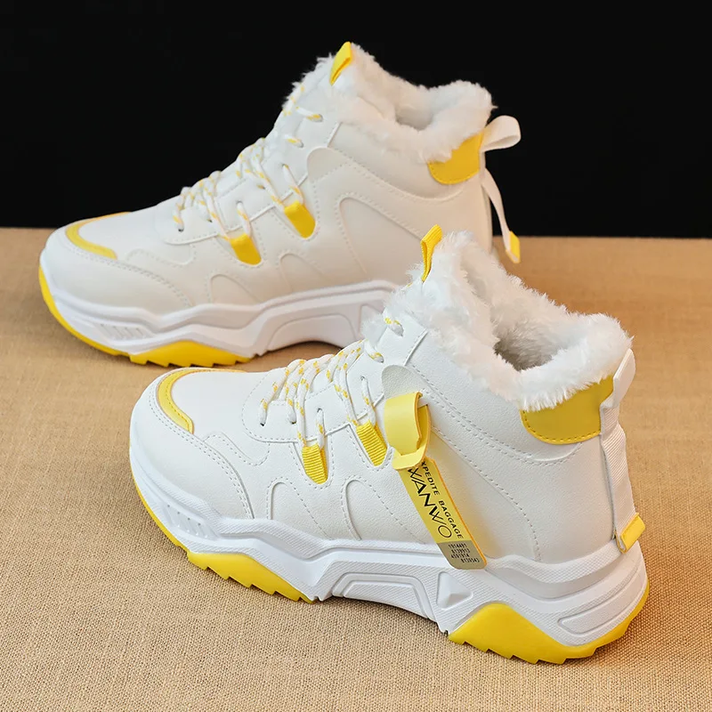 Женские кроссовки на платформе Вулканизированная подошва плюшевые Повседневная