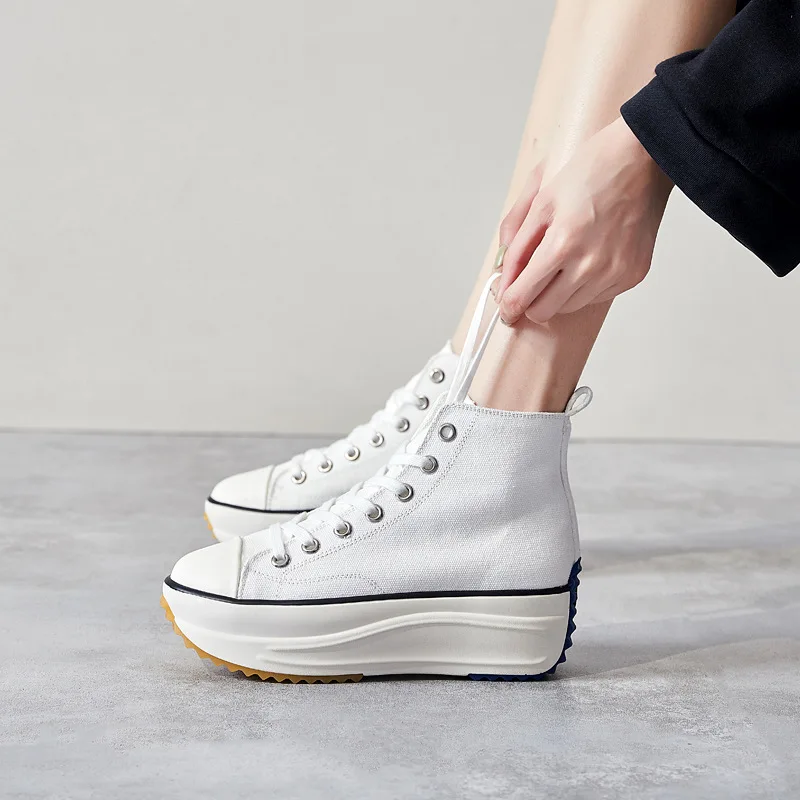 

Women Canvas Shoes Women's Fashion Casual Boots White Shoes High-top Sneakers Platform Vulcanize Shoes Zapatillas Mujer M6-67