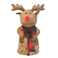2022 electric music doll rotating deer ornament gift plush doll christmas decoration supplies for home garden decor figurines