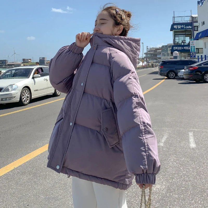 

Plus Size Women Winter Down Jacket 2020 Hooded Loose Thick Female Down Coat Oversized Stand Collar Solid Casual Women's Outwear