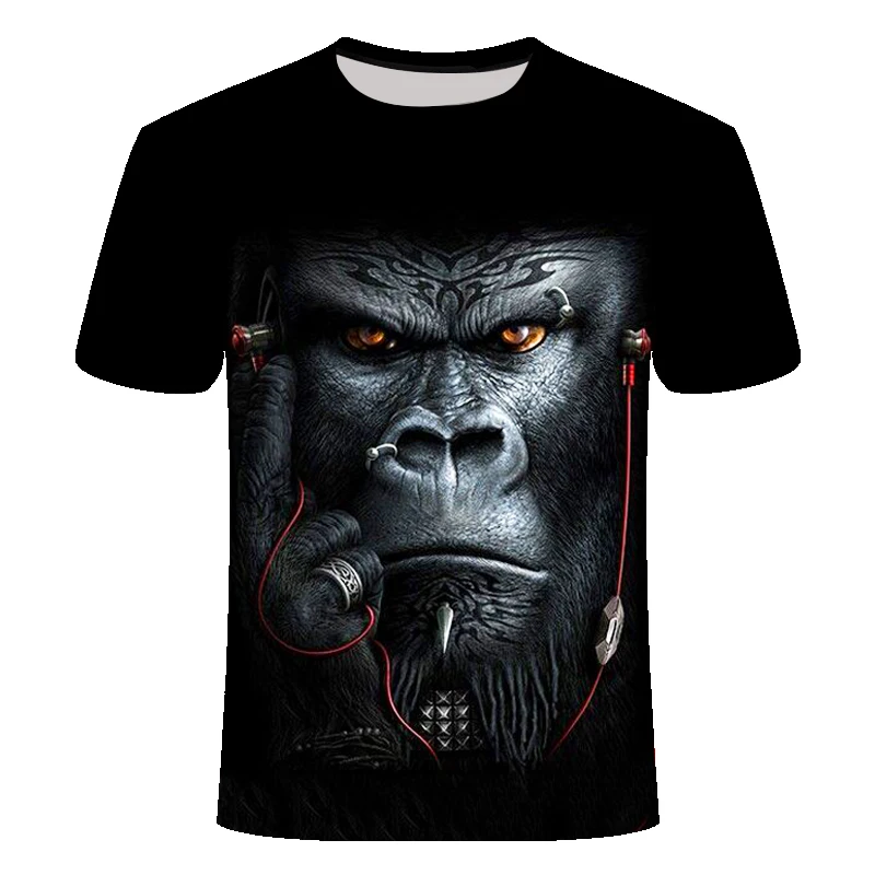 

Новинка 2021, крутая забавная футболка с 3D принтом животных, собаки/обезьяны, летние топы, футболка, Мужская футболка, модная мужская футболка ...