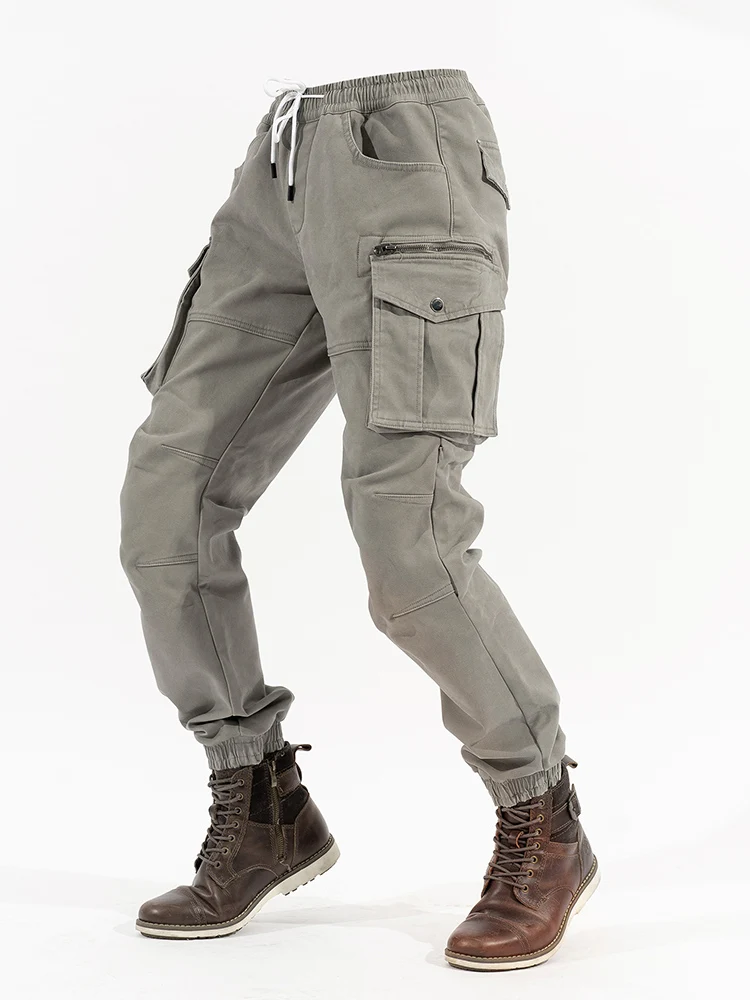Новые прочные карманные мотоциклетные брюки для мужчин, стойкие к падениям, четыре сезона, элегантные узкие джинсы.