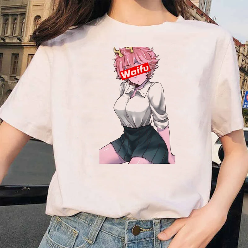 Японский аниме Ahegao футболка Женская Harajuku Boku No Hero Academy футболка Senpai смешная футболка Himiko Toga футболки женские - Цвет: 3081