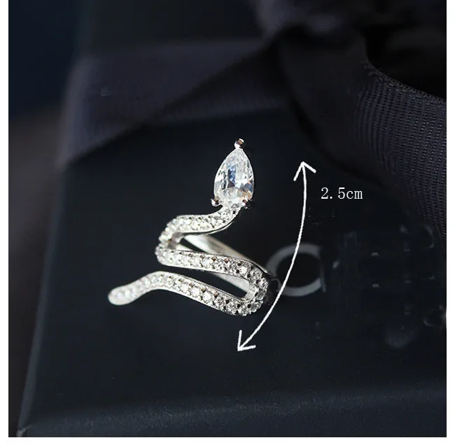 

1 pcs 925 Sterling Silver Crystal Snake Stud Earrings For Women Wedding Female pendientes eh352