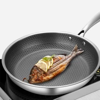 stainless steel wok thick honeycomb handmade frying pan non stick non rusting gasinduction cooker pan kitchen cookware