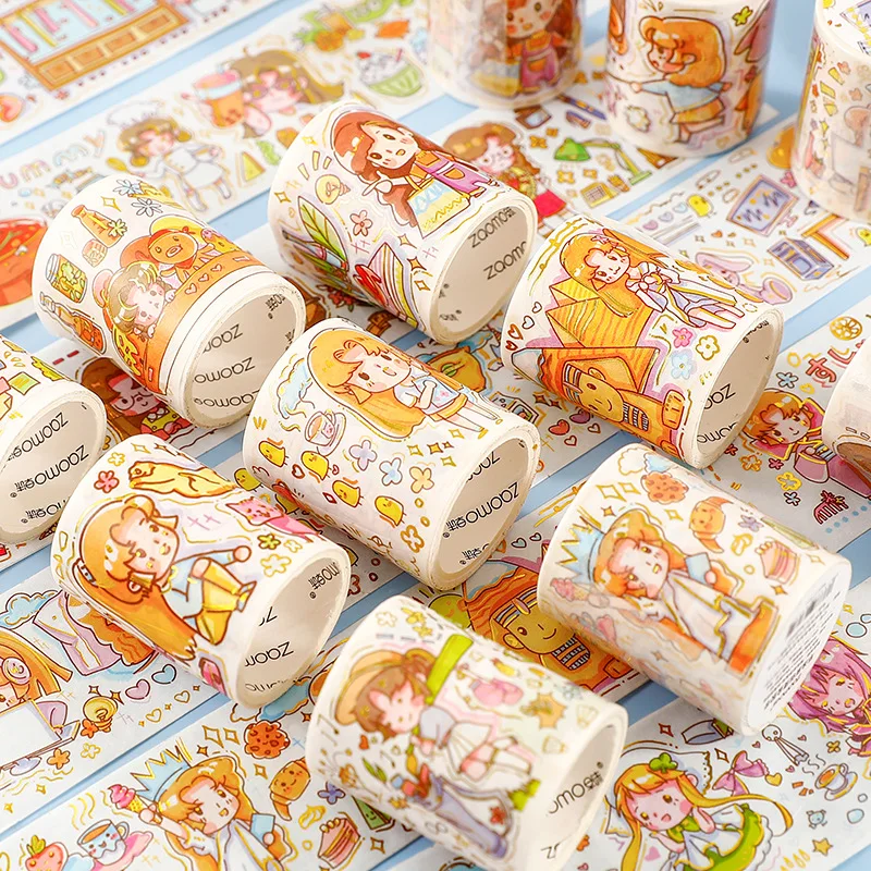 

Cute Gourmet girl Decorative Adhesive Tape gilding Masking Tape Diy Scrapbooking Sticker Label Japanese Stationery