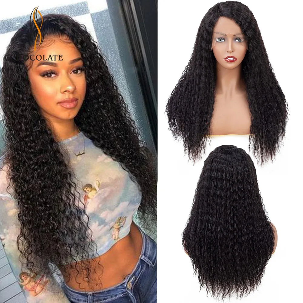 Парики с крутыми локонами T Форма боковая часть кружева парики длинные Remy