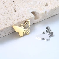 5pcsa lot stainless steel mirror polish hollow butterfly pendant gold color steel color butterfly charm jewelry accessories
