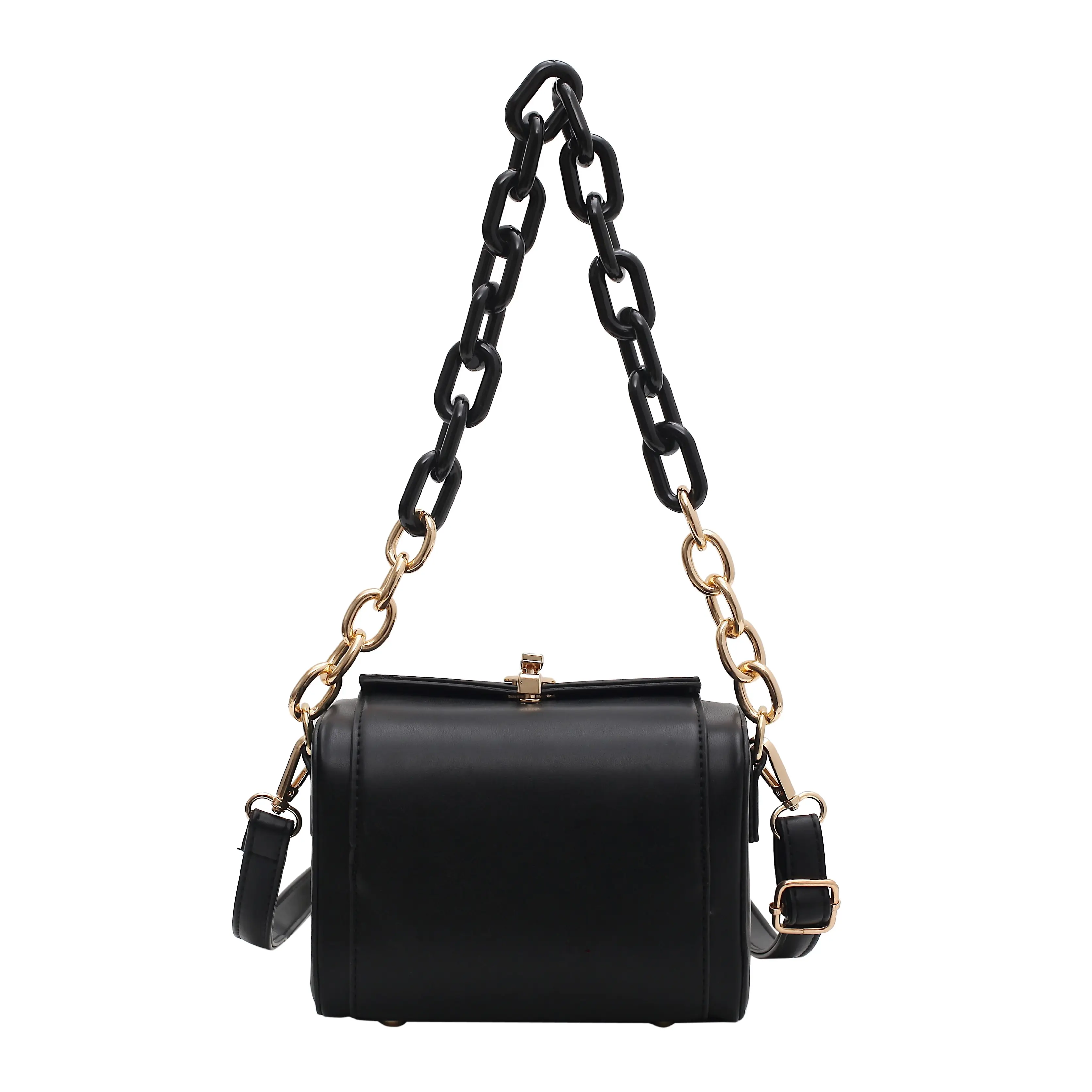 

Mini Black Box Design PU Leather Crossbody Bags for Women 2021 Luxury Handbags and Purses Female Trend Lux Chain Shoulder Bag