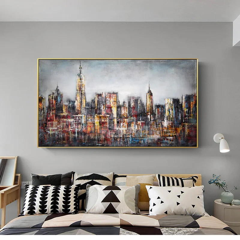 Абстрактный город граффити пейзаж Живопись Холст Современные поп
