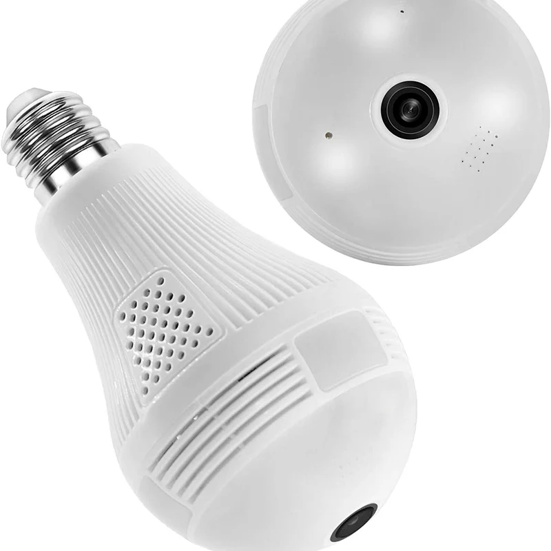 

Light Bulb Wireless IP Camera Smart Home Indoor Security Panoramic Viewing Camera 2 Ways Audio Wide Angle 1080P HD CCTV Camera