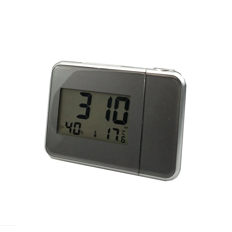 Gray FJ3391 проекционный будильник цифровая функция повтора даты подсветка вращающийся проектор украшение дома с проекцией времени - Цвет: Gray