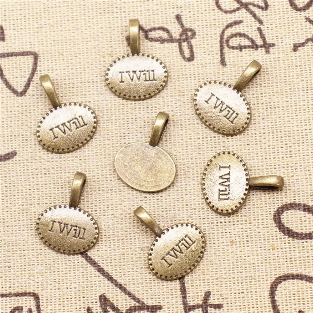 

Charm For Making Jewelry Pendants Antique Bronze Color I WILL Tag 20x16mm 5pcs