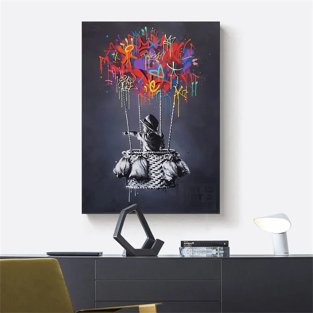 Картина на холсте с изображением девушки качающейся стене | Дом и сад