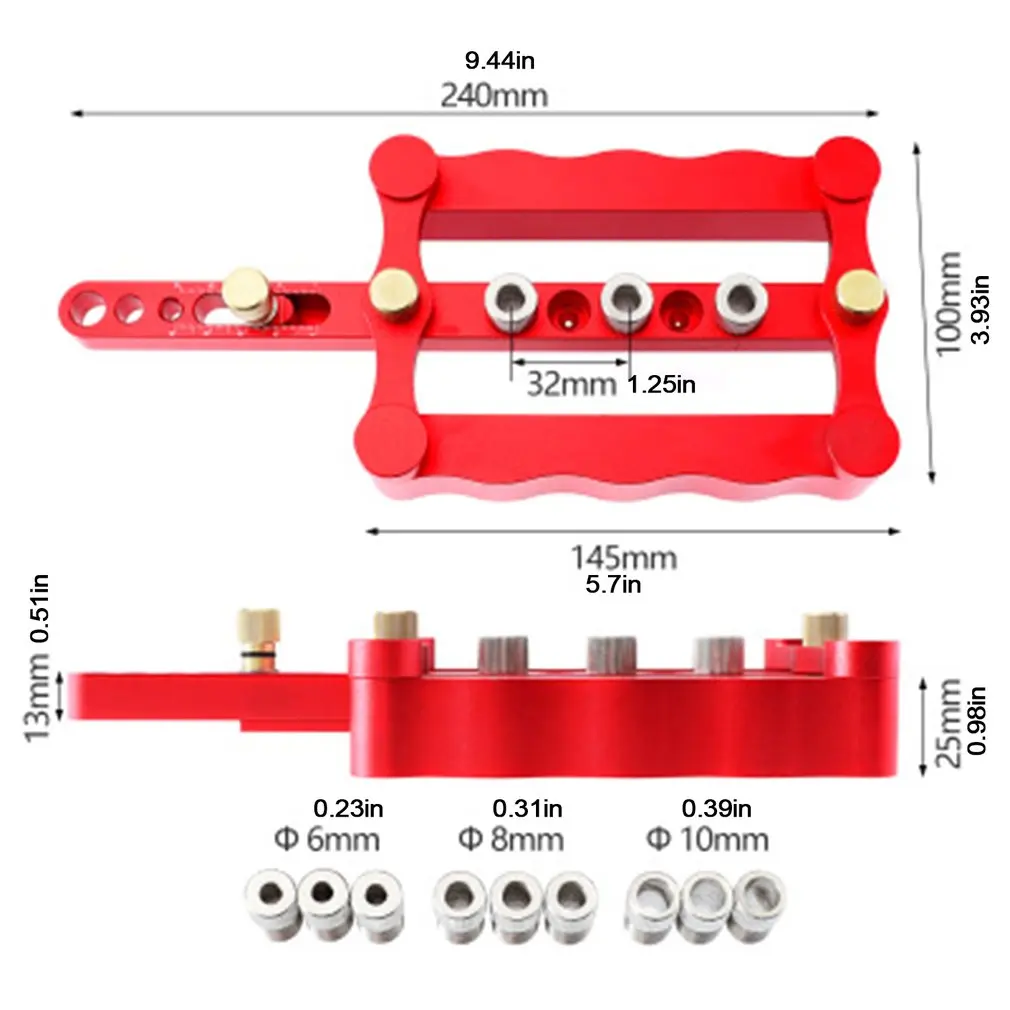 

Three-in-one Vertical Hole Punch Locator 6/8/10mm Round Dowel Hole Opener Splint Anti-corrosion Aluminum Perforator Positioner
