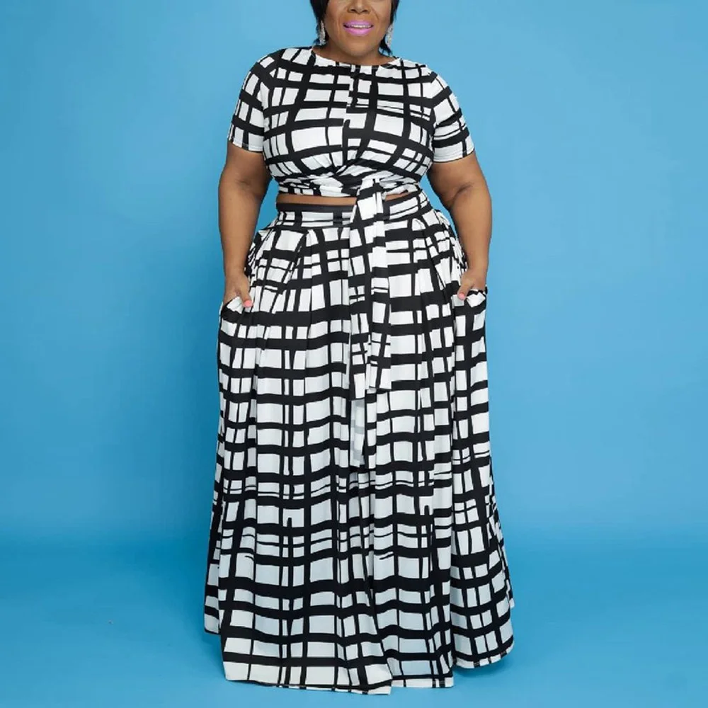 

Women Two Piece Set Skirt and Top Printed Large 4XL 5XL Plus Size Fashion Elegant Evening Night Party Club Outfits Matching Sets