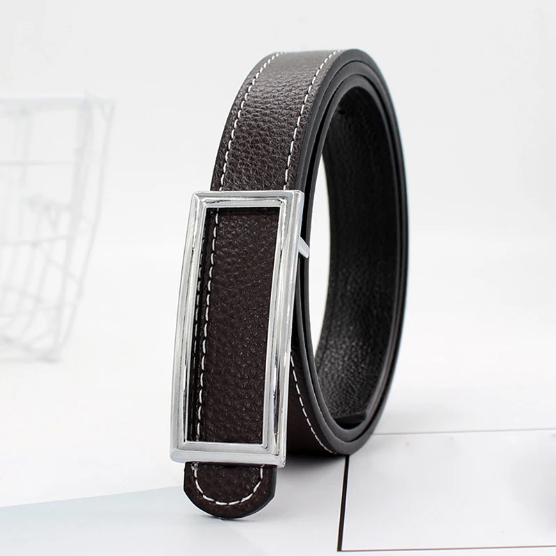 Новинка черный кожаный ремень женский квадратный с металлической пряжкой