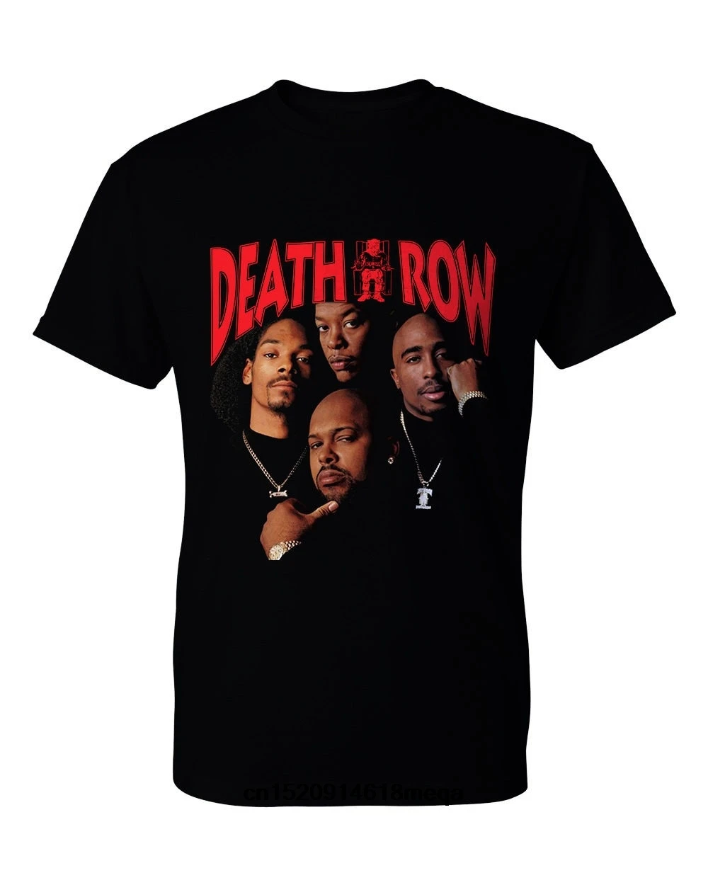 Черная футболка с надписью Death Row Tupac Dre Летняя хлопковая Футболка О-образным