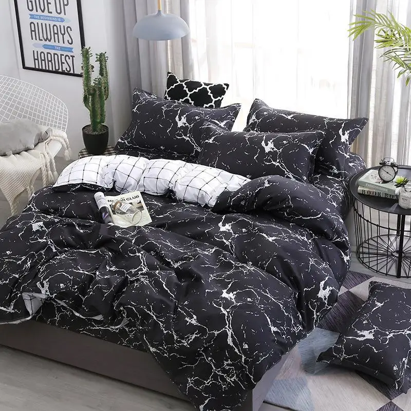

Marble Printed 4pcs Girl Boy Kid Bed Cover Set Duvet Cover Adult Child Bed Sheets Pillowcases Comforter Bedding Set 61033