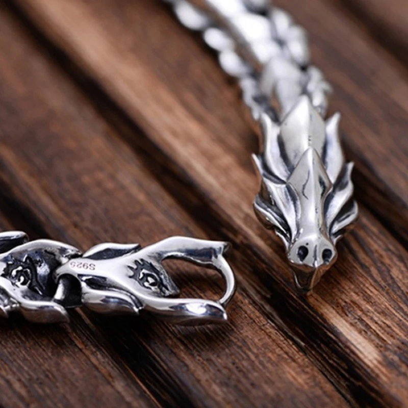 Винтажный Браслет скандинавский Викинг из нержавеющей стали 316L с драконом