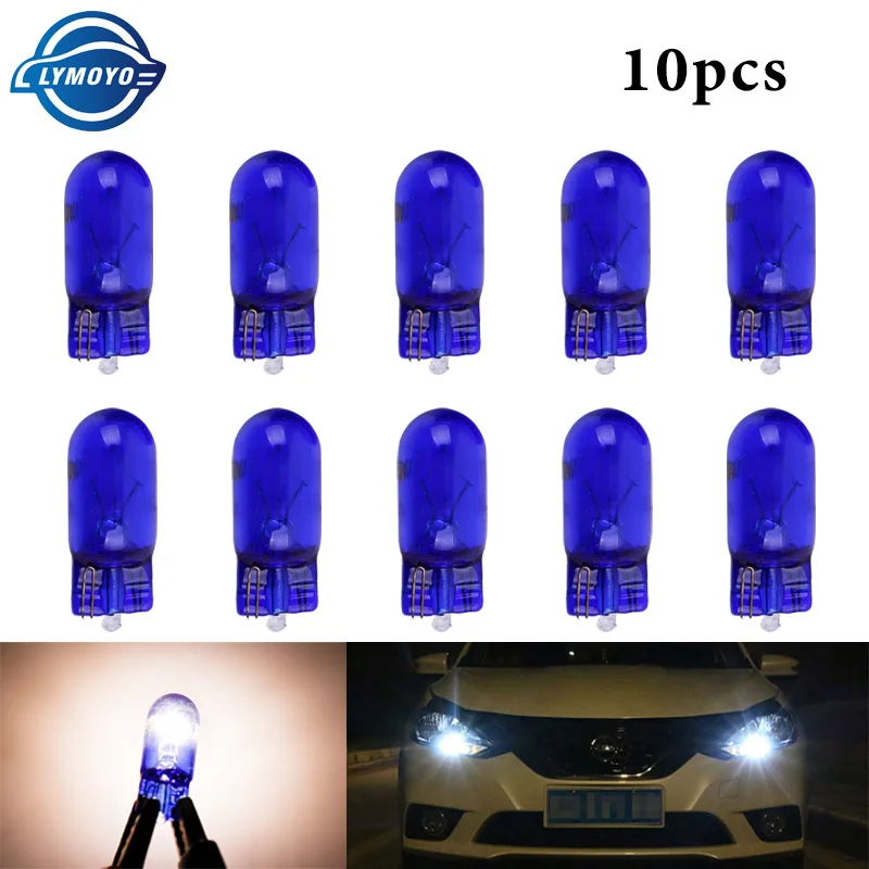 10pcs T10 W5W 194 W5W Natural Blue Glass  White light Halogen Xexon Light Bulbs 12V 5W Replacement Bulbs License Plate  lights