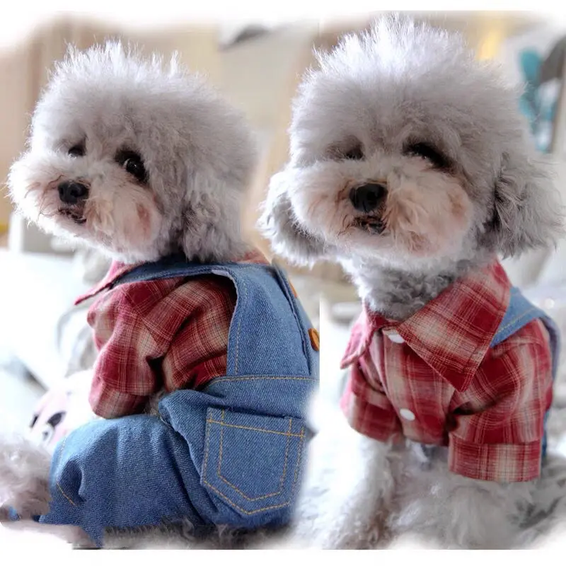 

Pet Bichon Frise Small Dog Cat Schnauzer Teddy Dog Cat Clothes Thin Section Spring Summer Clothes Denim Straps