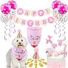 Fowecelt, украшение для домашних животных на день рождения, шарф для кошек и собак, шляпа, воротник, баннер, фотоэлемент для домашних животных ручной работы