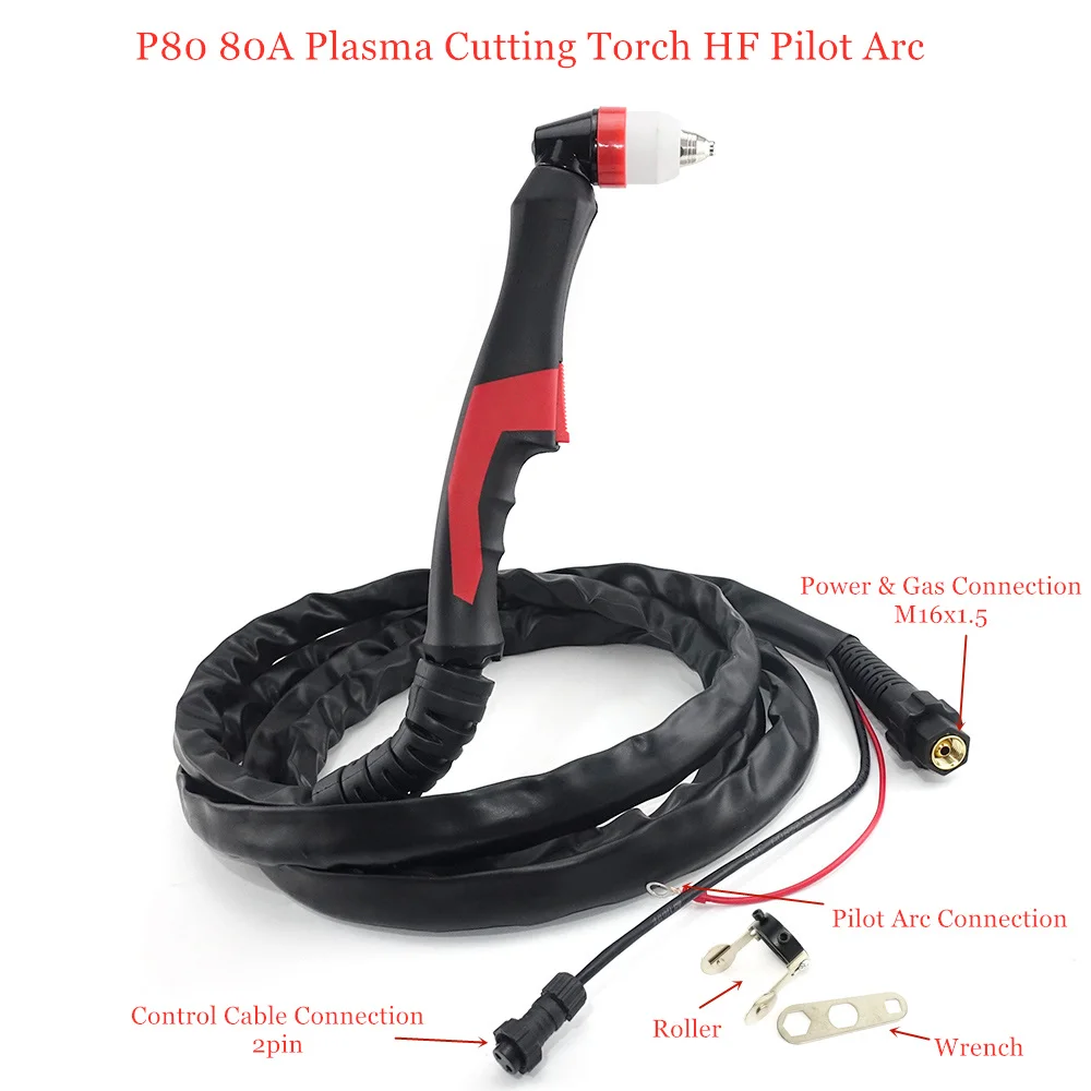 Professional 80A P80 Plasma Cutting Torch HF Pilot Arc 4m 13ft for 40-100A Metal Cutter Machine