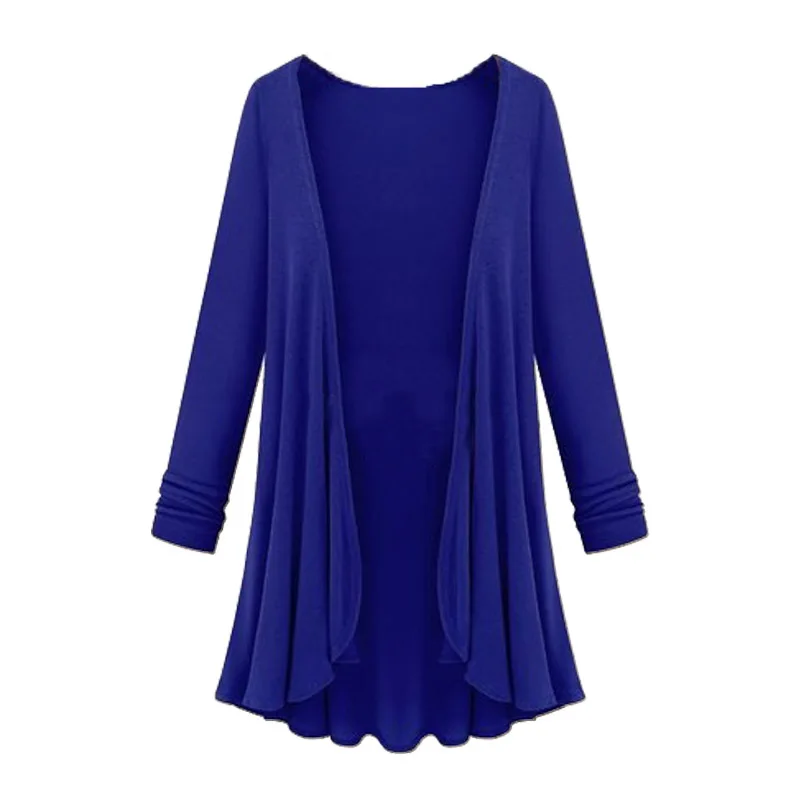 Открытый стежок женское осеннее пальто более размера Дамский Длинный рукав