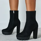 Женские леопардовые ботинки на высоком каблуке 12,5 см, замшевые ботильоны для стриптиза, вечерние ботинки на блочном каблуке, осенне-зимняя обувь на платформе 2020