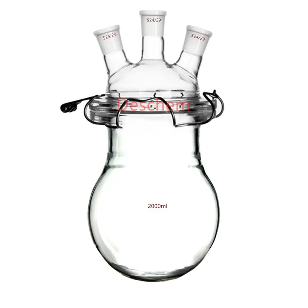 2000 мл 24/29 стеклянный реактор 3 горлышка 2 литровый реакционный чайник с тремя