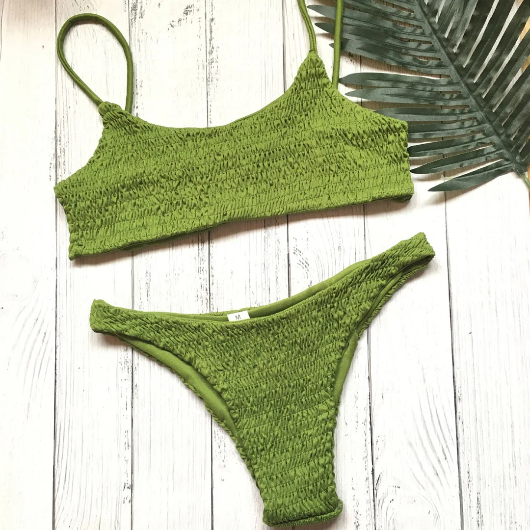 

Triangle Bikini_2019 AliExpress Hot Swimsuit Sexy Pleated Triangle Bikini Bikini