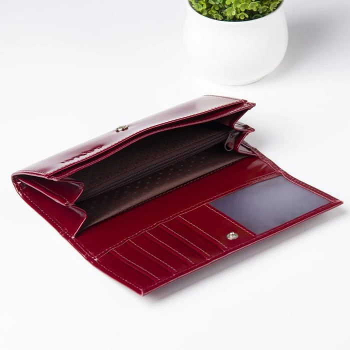 Кошелёк женский 2 отдела на клапане цвет бордовый | Багаж и сумки