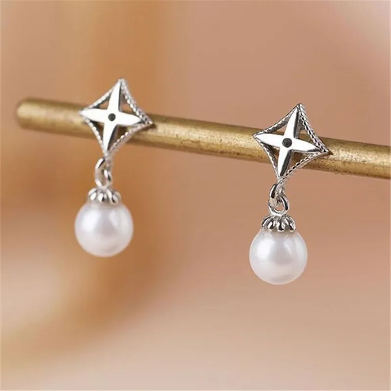 

925 Sterling Silver Cross Stud Earrings For Women Girls Engagement Party Wedding Jewelry Pendientes eh167