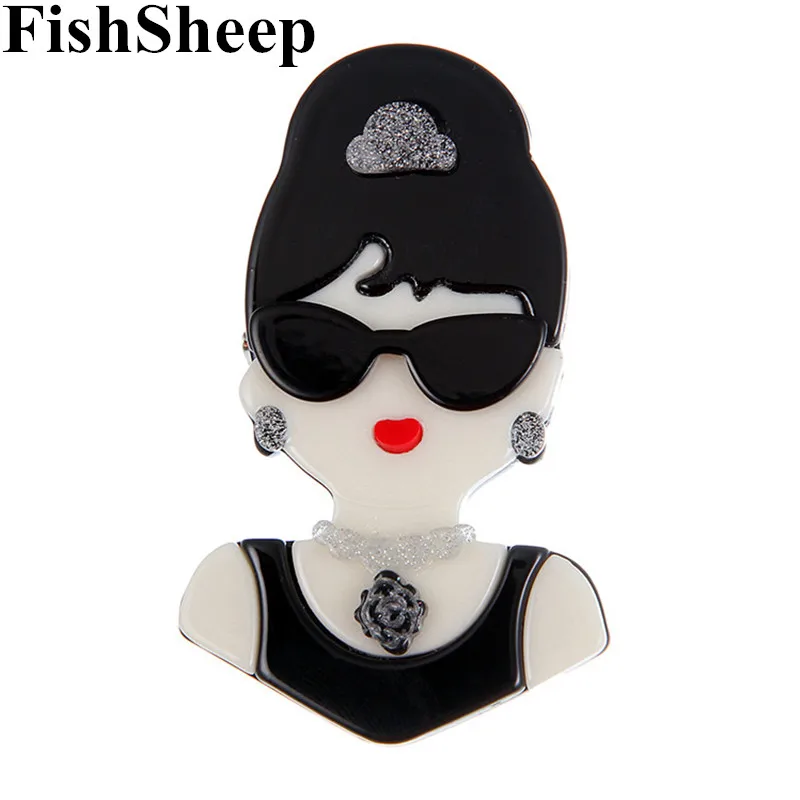 FishSheep знаменитости Хепберн женские фигурки Акриловые броши милый полимерный