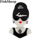 FishSheep знаменитости Хепберн, женские фигурки, Акриловые броши, милый полимерный держатель для сигарет, табачная кожа, шпильки для одежды, ювелирные изделия