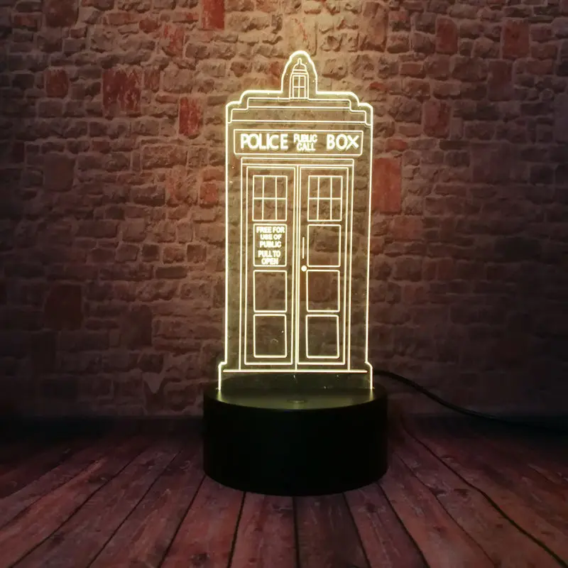 

Flashing 3D Illusion Lamp LED 7 Colorful Change Desk NightLight Doctor Who Figure Flashing Police Tardis Model Toys