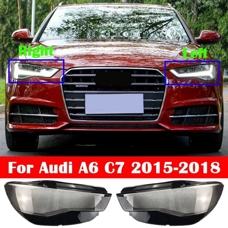 

Car Head Light Lamp Cover Transparent Lampshade Headlight Cover Shell Mask Lens for- A6 A6L C7 2015-2018