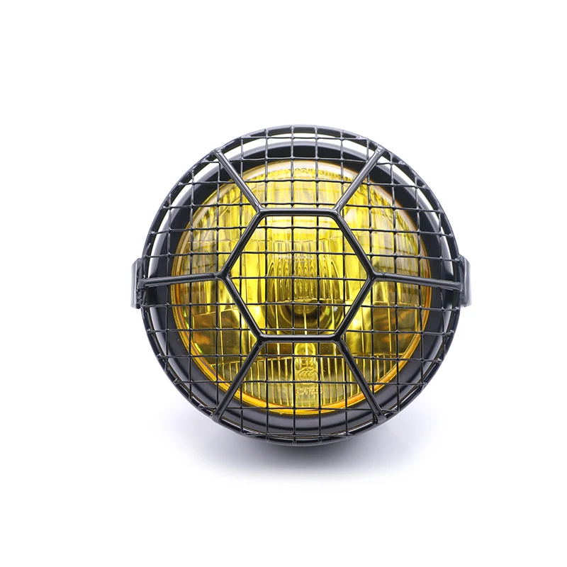 Мотоцикл чистая Head Lamp Универсальный маска фара DC 12V Ретро кронштейн гриль фары