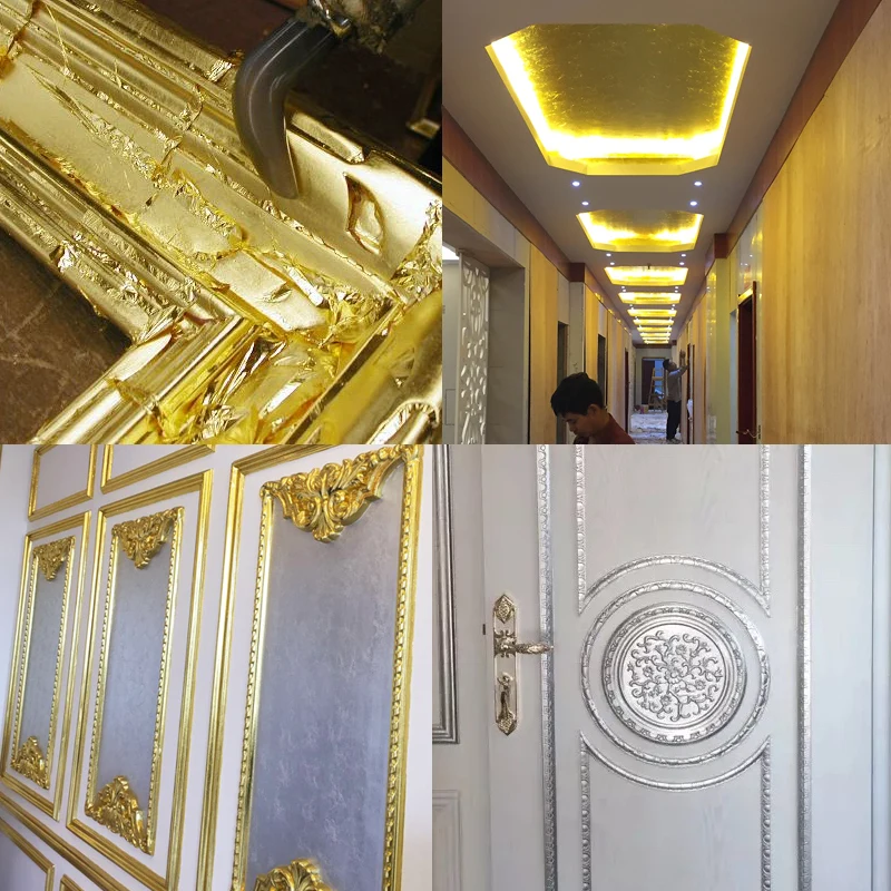 

8x8.5cm1000Pcs Taiwan Imitation Gold Leaf Foil for Nail Decoration Metallic Colorful Wall Furniture Statue Gilding Paper