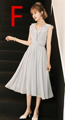 Robe de soiree сексуальные короткие элегантные новые серые шифоновые женские; с открытыми плечами Выпускные платья платье vestido de festa платья W4319 - Цвет: F